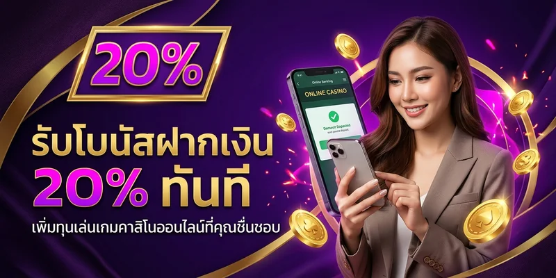 ฝากประจำรับโบนัส 20% สล็อตแตกง่าย